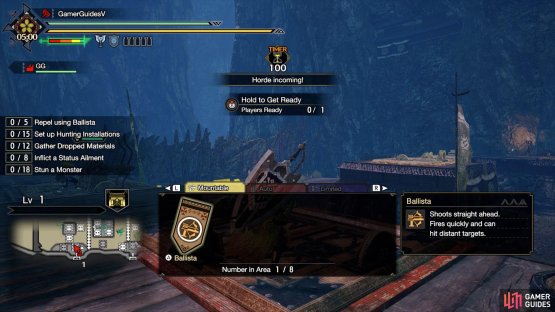 You can ride Mountable installations and shoot monsters from afar.