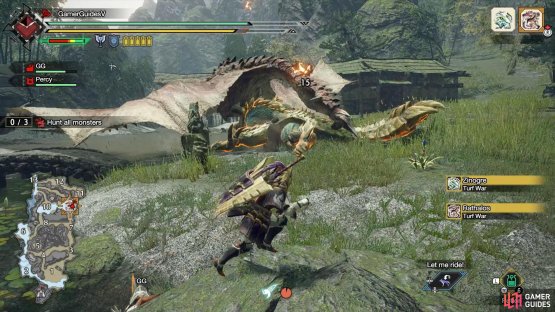 After Zinogre appears, lure Rathalos and Zinogre together.