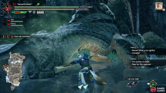 Keep an eye out for your Palico telling you a monster can be captured.