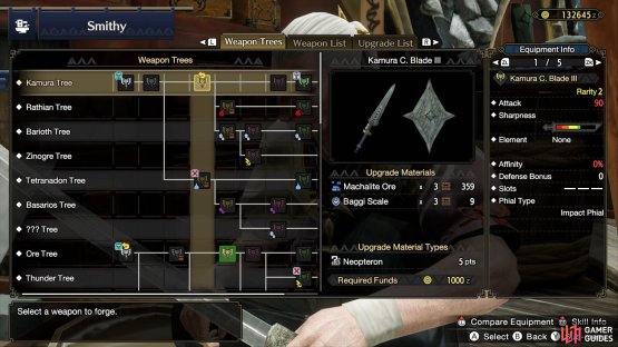 Machalite Ore is required to upgrade the Kamura III weapons.