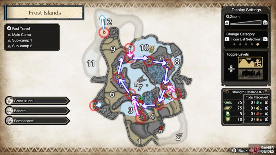 The routes for each great wirebug.