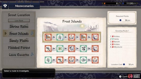 Select a route with a sparkling herb node.