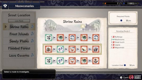 Send your buddies on an expedition to the Shrine Ruins where there are sparkling mushrooms.