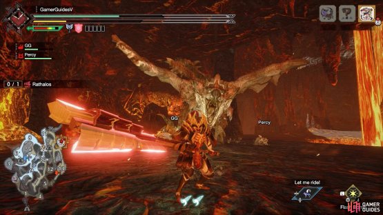 Rathalos looks towards its prey and charges in that direction.