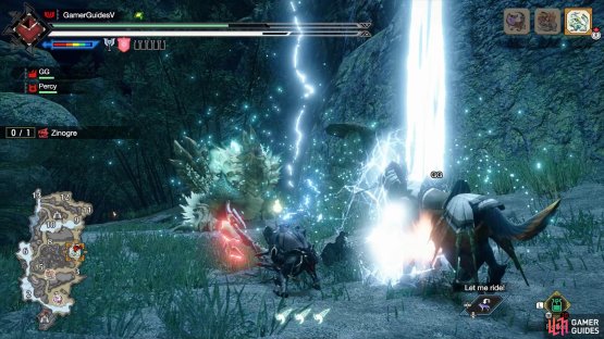 Which strikes the ground in a line in the direction where Zinogre is facing.