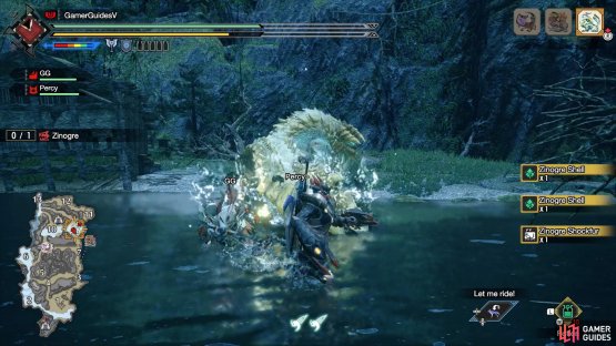 After raising its tail, Zinogre will slam it down.