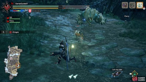 Zinogre lowers its front body.