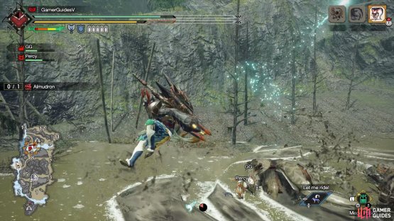 When Almudron is half-buried, it can dive down and create a whirlpool of mud.