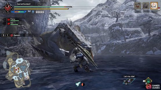 Barioth growls and gets into a pouncing position.