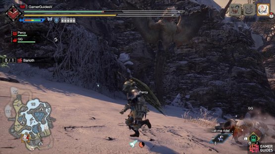 Barioth flies up and straightens its body.