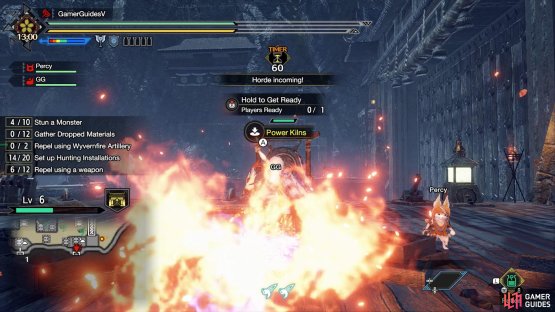 In-between waves or when things are quiet, use the power kilns to power up the dragonator/wyvernshot.
