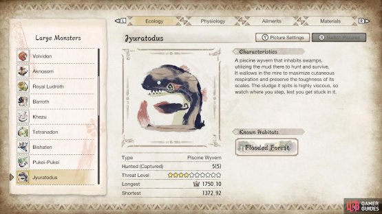 Jyuratodus&rsquo;s profile in the Hunter&rsquo;s Notes.