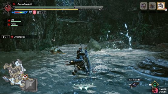 Jyuratodus snakes its body and creates ripples in the water.