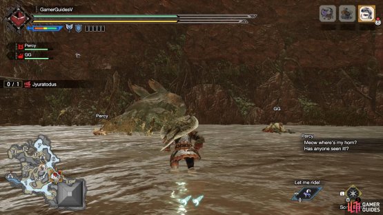 Jyuratodus rolls around in the water, covering itself with mud.