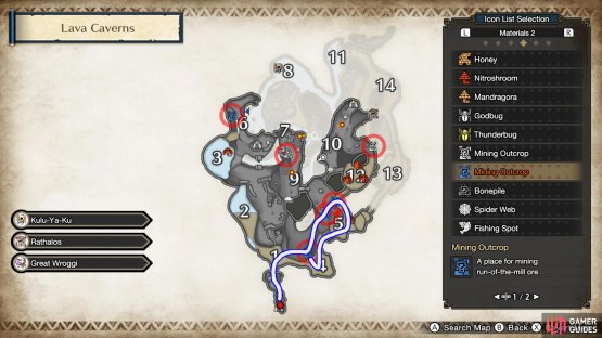 Lava Caverns surface farming route.