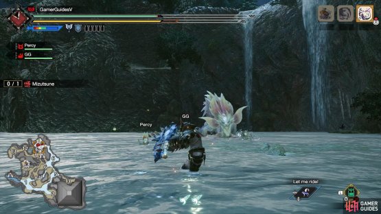 Mizutsune hisses while crouching.