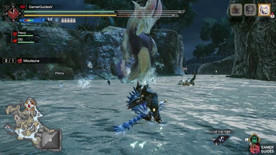 Mizutsune brings its body up for a brief moment.