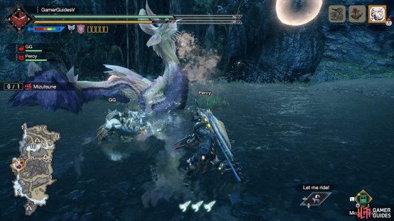 Mizutsune will crane its neck backwards while its mouth exudes yellow vapors.