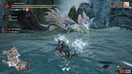 Mizutsune looks sideways, but it&rsquo;s head is on your right.