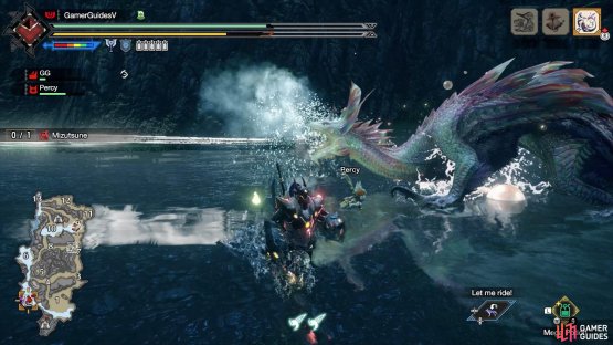 Mizutsune will aim the laser forwards and then slide for a considerable distance.