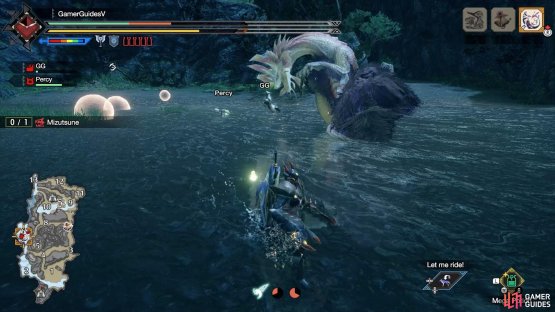 Mizutsune makes an evil-looking pose with its claws pointed down.
