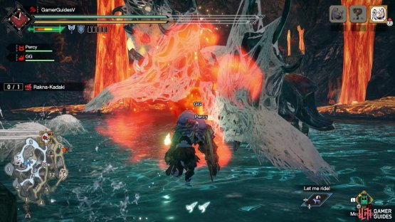 Red gas will appear from one of Rakna-Kadaki&rsquo;s sides.