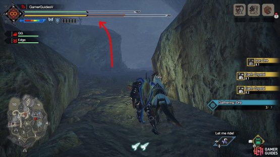 Enter the cave between areas 5 and 6. Then climb up the raised ground on the left.