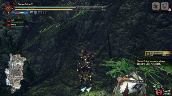 Use a wirebug to climb the cliff to the left and reach a ledge.
