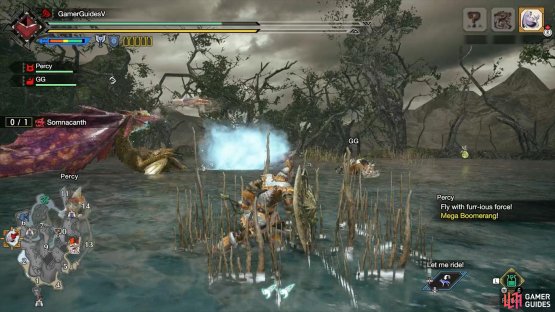 The sea serpent swims backwards while leaving a trail of sleep gas.