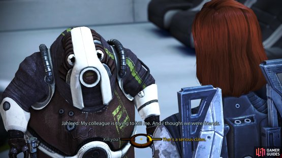 the Volus asks for your assistance regarding his colleague.