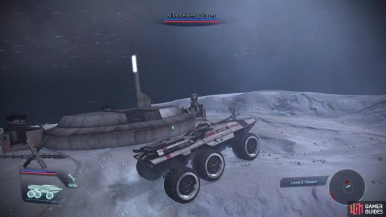 Drive up the cliff and take out the turrets to gain access to the base on Mavigon