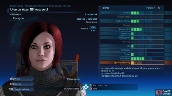 which will unlock the Spectre Training talent.