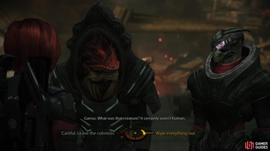 After the fight, give orders to your companions regarding the colonists.