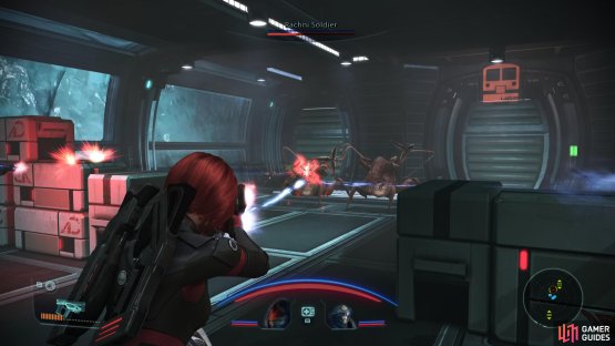 Help fight off some rachni at the barricade,