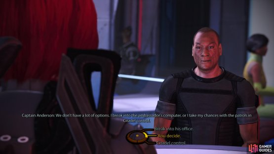 Meet Captain Anderson at Flux and he’ll give you two options for freeing the Normandy.