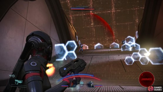 Fight your way up a barrier-studded ramp to reach the Exhaust Plain,