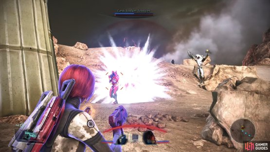Your passage to the Mining Camp will be contested by many Geth Troopers.