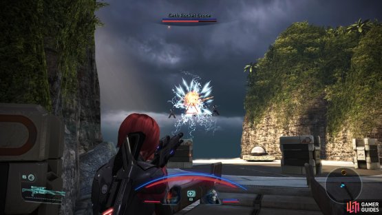 Destroy the geth flyers at the Refueling Depot.