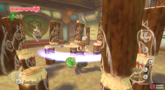 Shake the Wiimote and Nunchuck together for a spin attack.