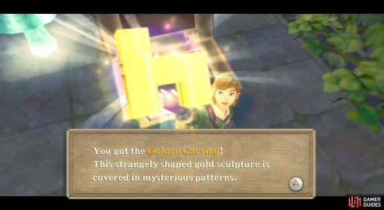 Inside is the Golden Carving, needed to unlock the boss door.