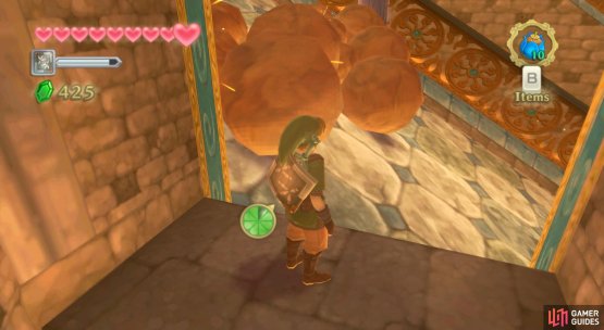 Then hide in this alcove to avoid the boulders.