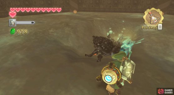 Use the Gust Bellows to stop Moldarach from hiding.