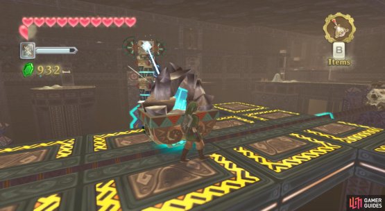 Use the minecart as a shield from the laser.