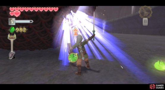 When it&rsquo;s toppled over, slash upwards to drive the sealing stone in.