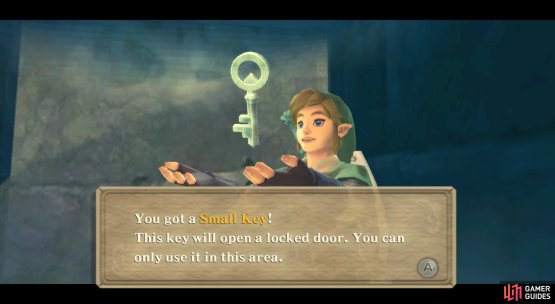 Dig in the obvious spot nearby to find the Small Key you require.