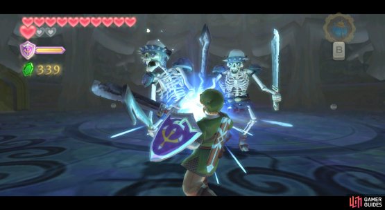 Luckily, the Stalfos move very slowly, so you can take your time.