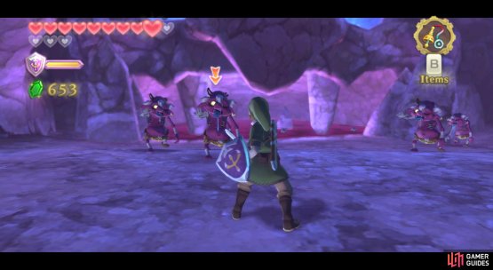 Spin attack to knock these ugly mugs over, then use a Fatal Blow.