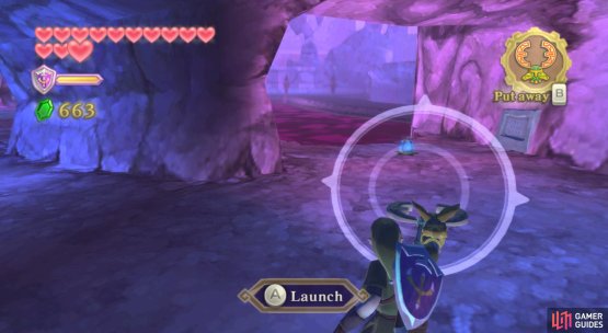 Go around and shoot the Beetle at the bomb flower, the carry it right.
