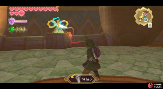Swing the whip at these water valves to create a way back up.