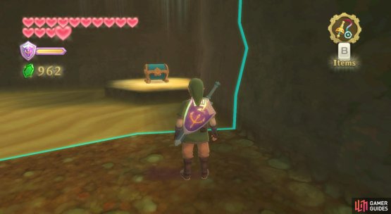 Put down the orb far away from the chest, so the platforms don&rsquo;t rise, but close enough so you can run across.